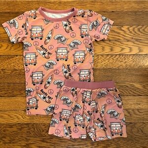 Kids Surf-Themed Pajama Set in Peach